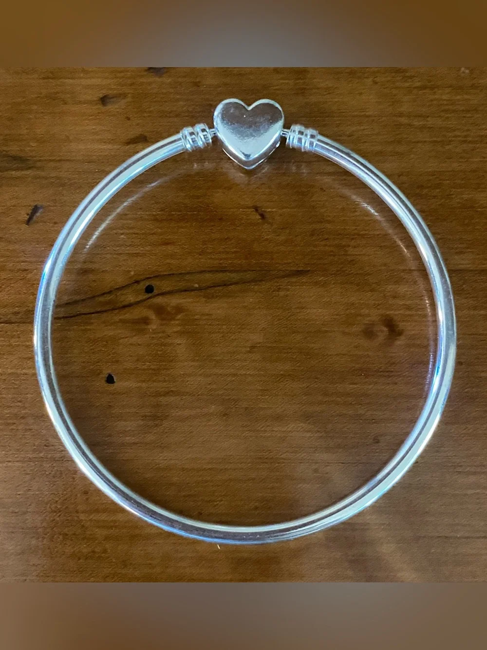 Pandora Moments Heart & Butterfly Sterling Silver Bangle Bracelet size 7 1/4”